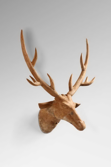 wooden deer head, wall art, stags,