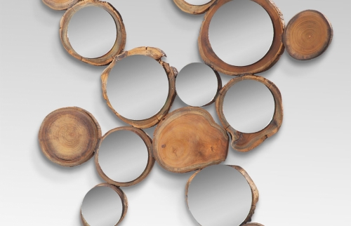 scandinavian mirror, wood mirror, round mirror