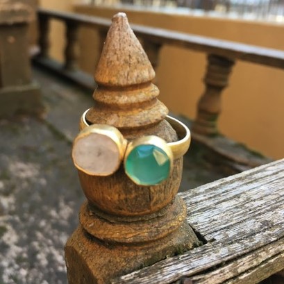 Moonstone and Green Onyx Dress Ring
