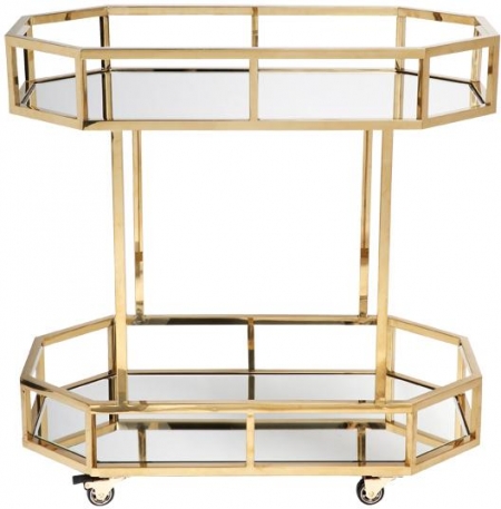 Gold Frame, Mirrored Bar Cart