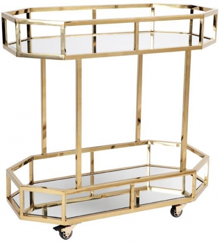 Gold Frame, Mirrored Bar Cart