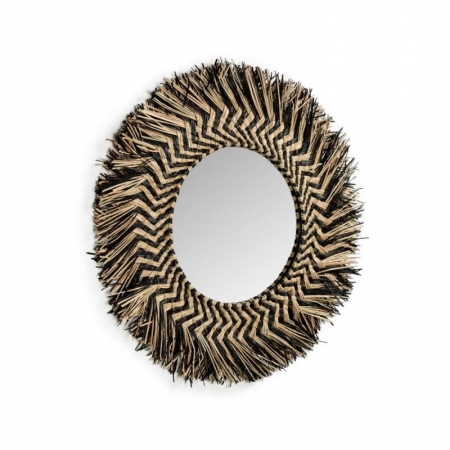Zebra Raffia Round Mirror
