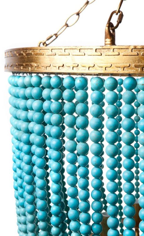 Beaded Aqua and Gold Pendant - Image 2