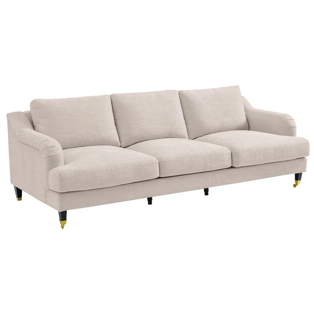 3 Seater Natural Linen Sofa - Image 4