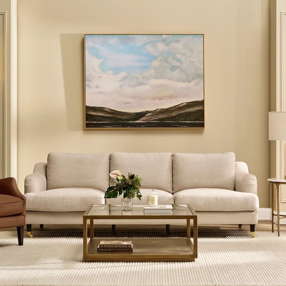 3 Seater Natural Linen Sofa - Image 5