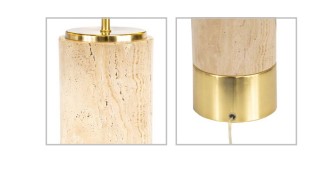 Black Table Lamp With Travertine Base