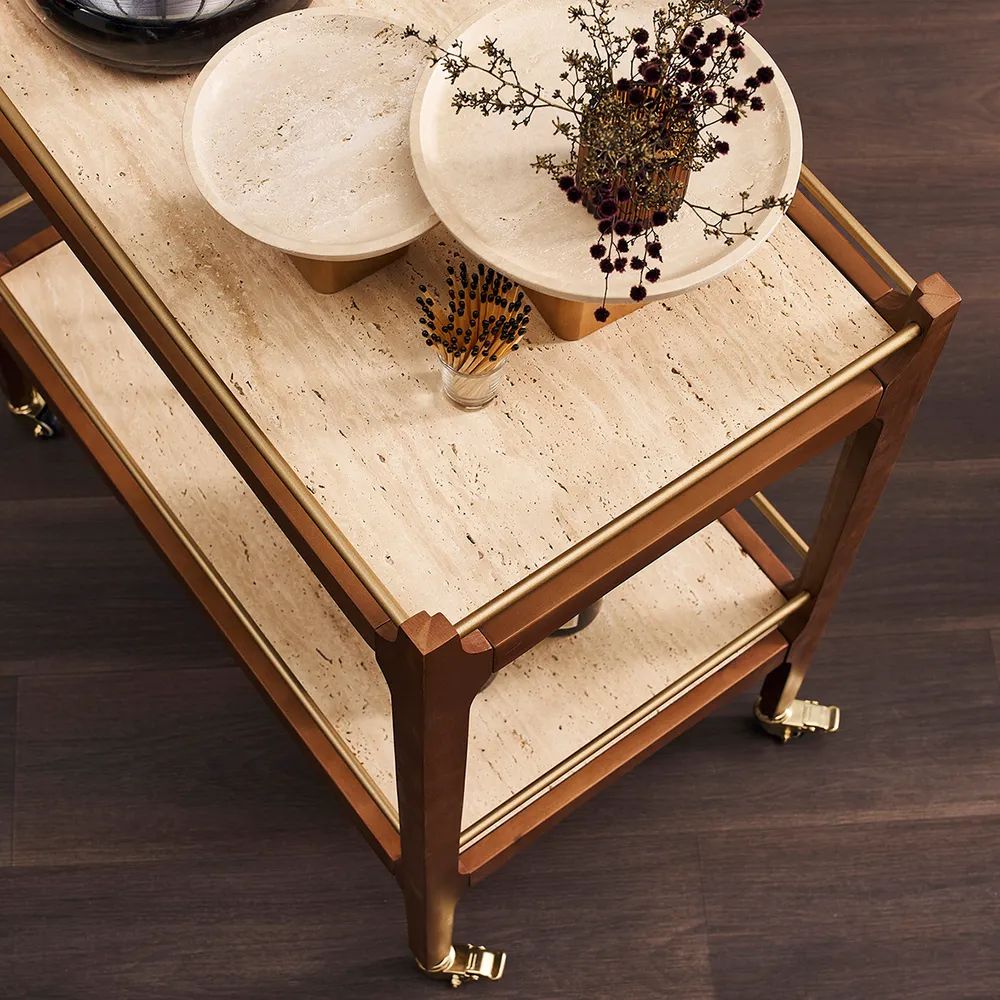 Black or Travertine Bar Cart - Image 4