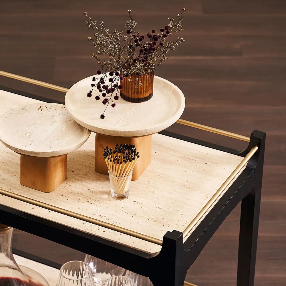 Black or Travertine Bar Cart - Image 2